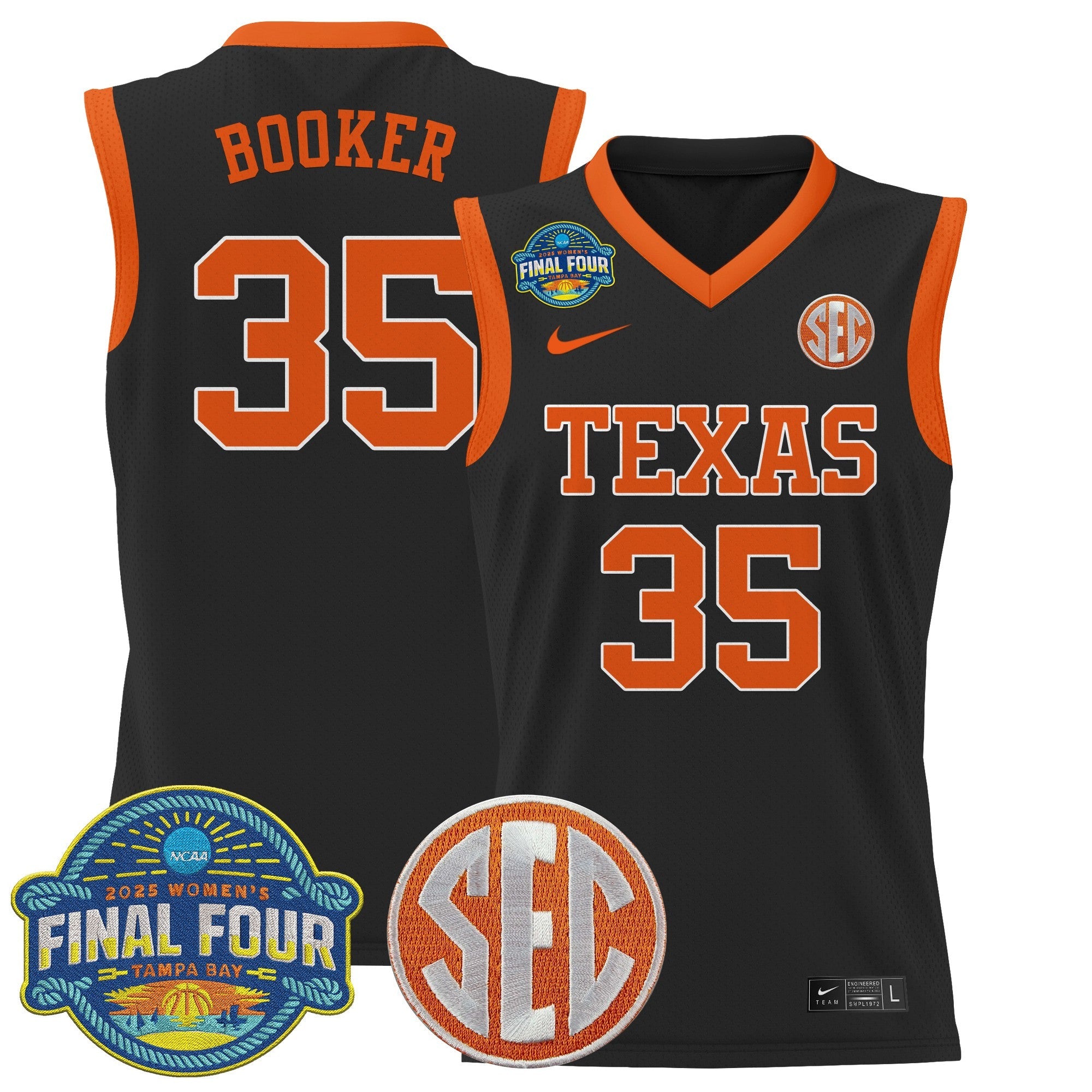 Madison Booker Jersey #35 Texas Longhorns 2025 Sec Final Four Patch Black