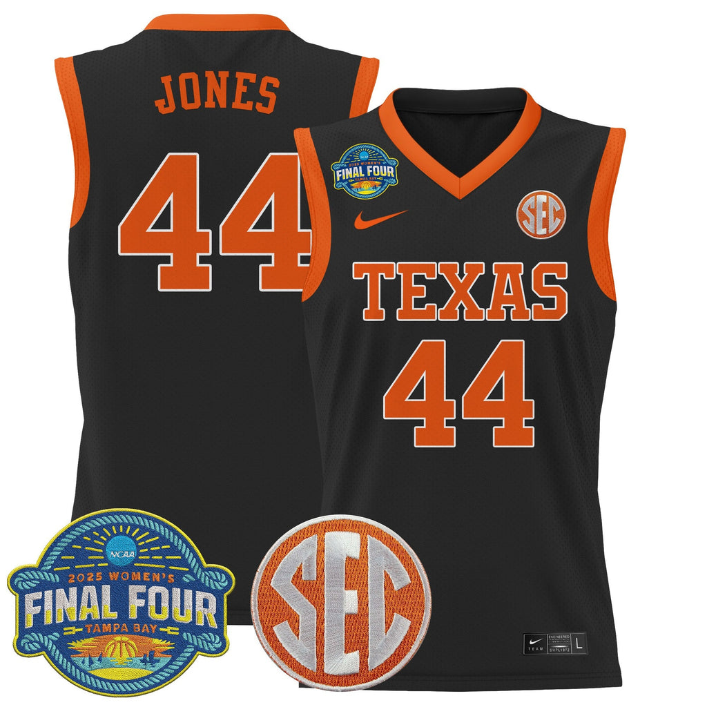 Taylor Jones Jersey #44 Texas Longhorns 2025 Sec Final Four Patch Black