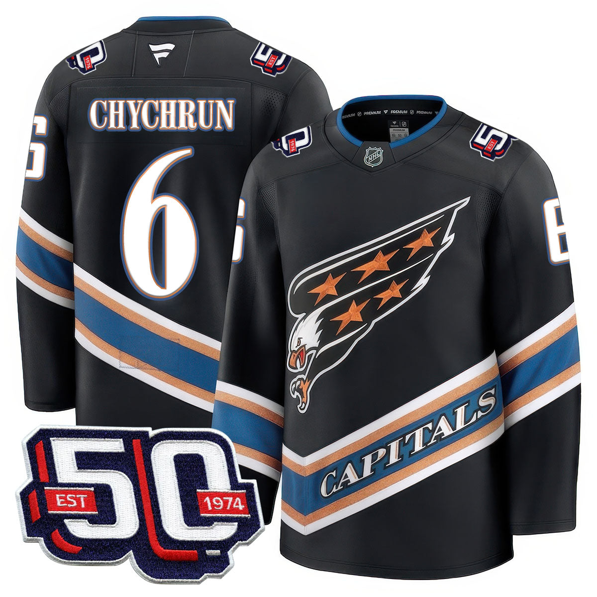 Men Washington Capitals 50th Anniversary Premium Jersey - All Stitched