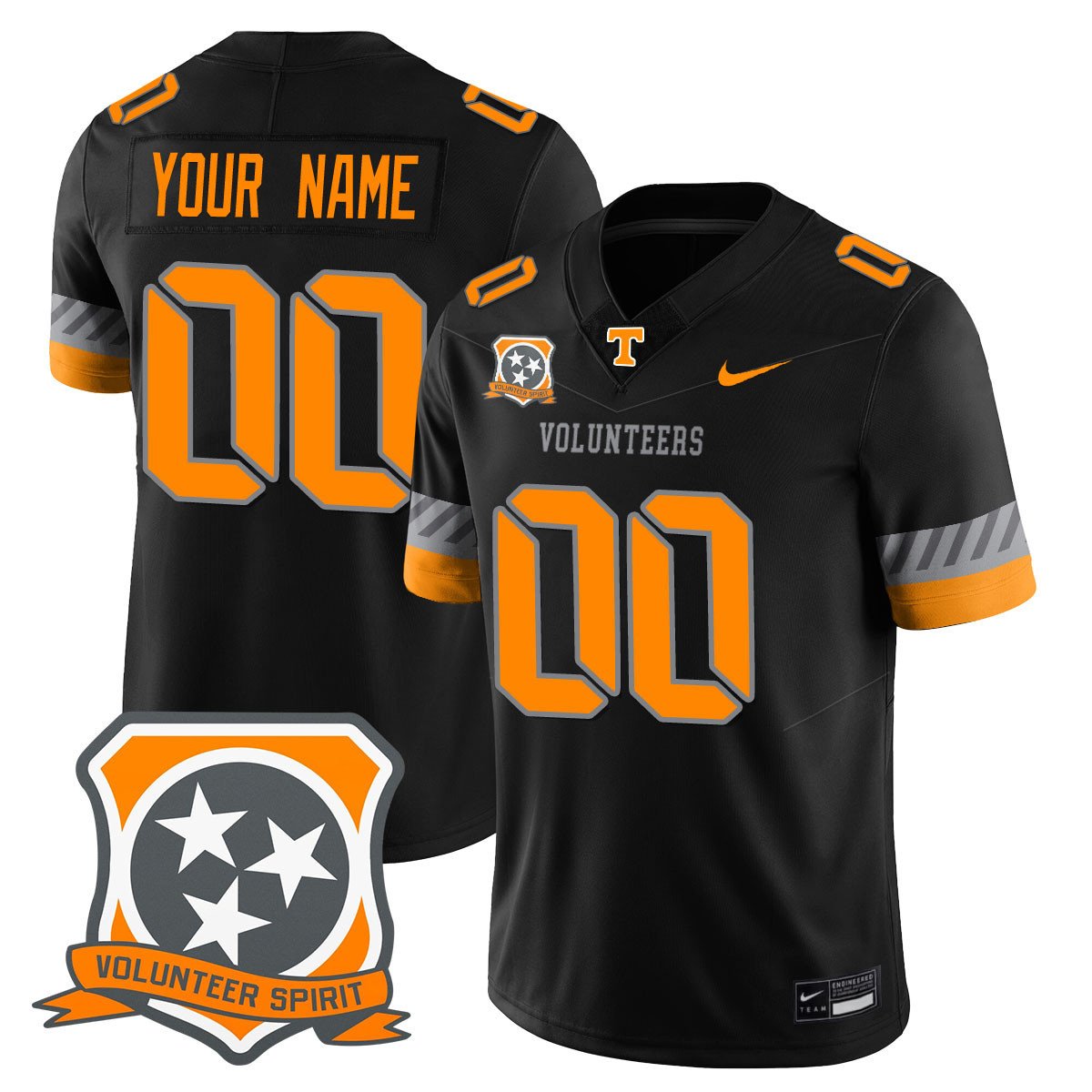 Custom Tennessee Volunteers Jersey Name, Number 2025 Spirit Stitched Black
