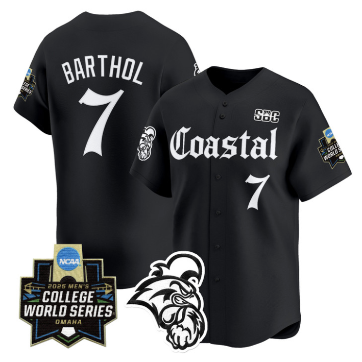 Blake Barthol Jersey #7 Coastal Carolina 2025 World Series Gothic Edition Black