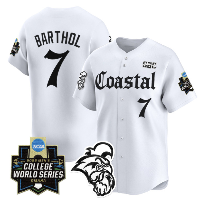 Blake Barthol Jersey #7 Coastal Carolina 2025 World Series Gothic Edition White