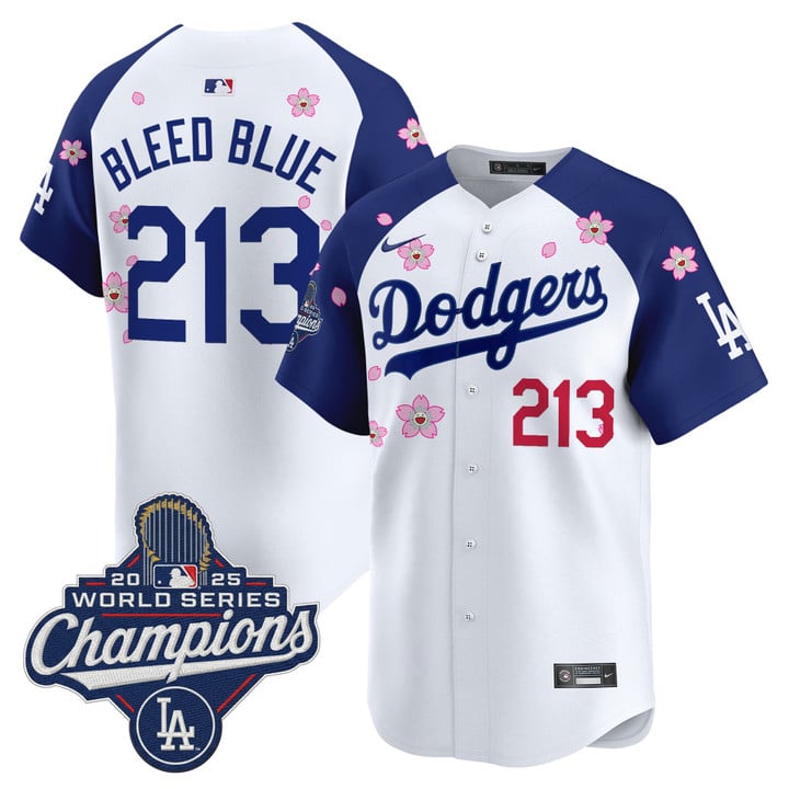 Bleed Blue Jersey #213 Dodgers 2025 World Series Champions Stitched