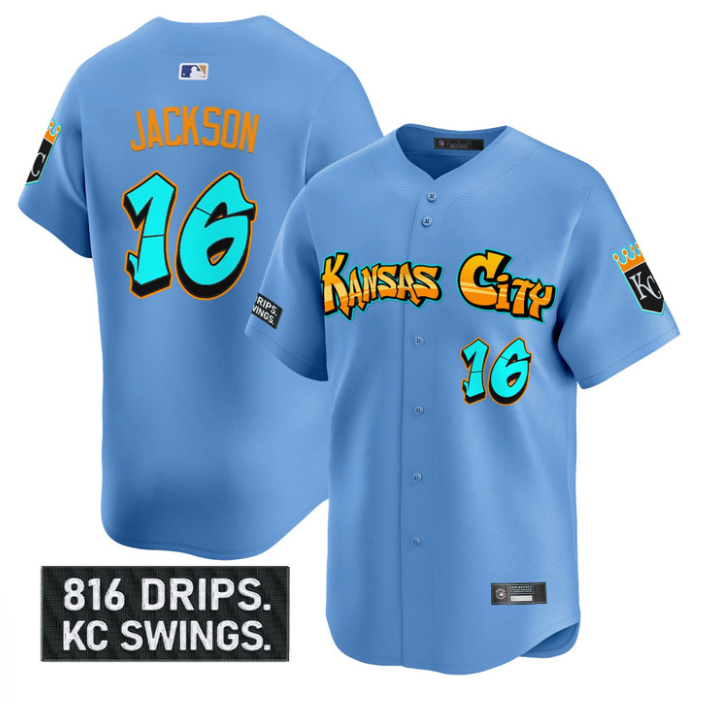 Bo Jackson Jersey #16 Kansas City Royals Graffiti Crown Drop Stitched Cream