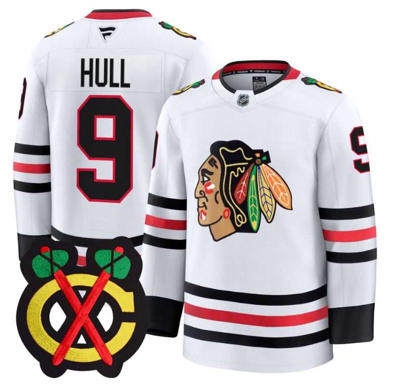 Bobby Hull Jersey #9 Chicago Blackhawks Premium All Stitched White