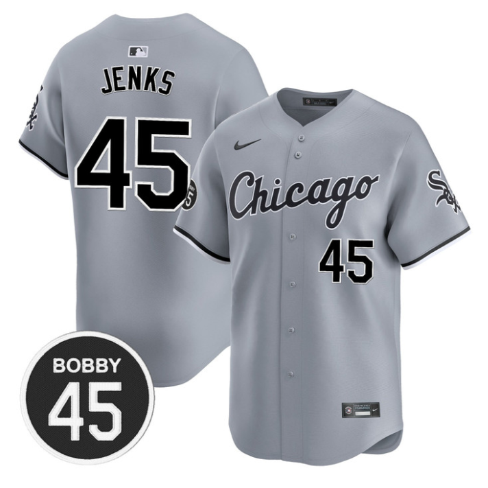 Bobby Jenks Jersey #45 Chicago White Sox Premier Limited Stitched Gray Road
