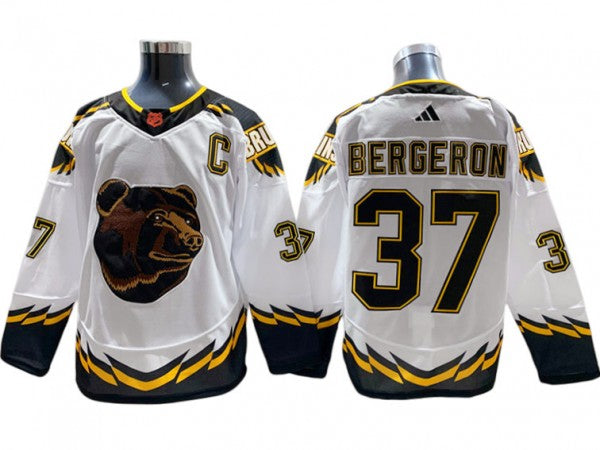 Boston Bruins #37 Patrice Bergeron White 2022&23 Reverse Retro Jersey