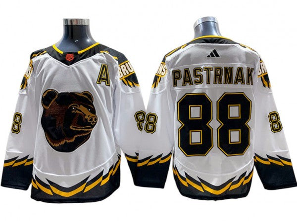 Boston Bruins #88 David Pastrnak Whtie 2022&23 Reverse Retro Jersey
