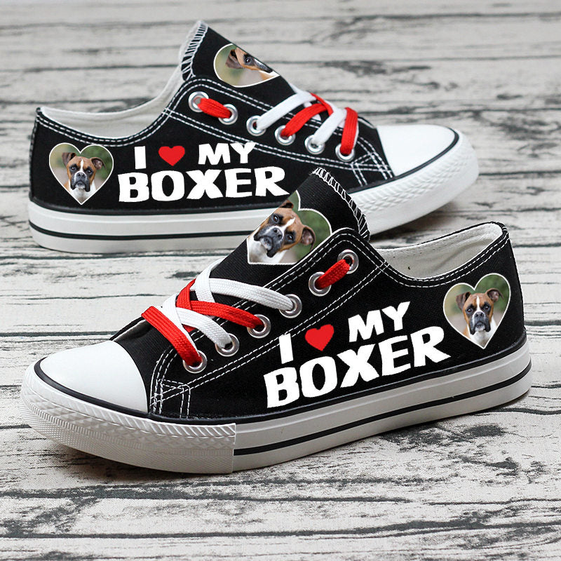 Boxer Dog Canvas Sneakers Shoes For Men Women Fans
