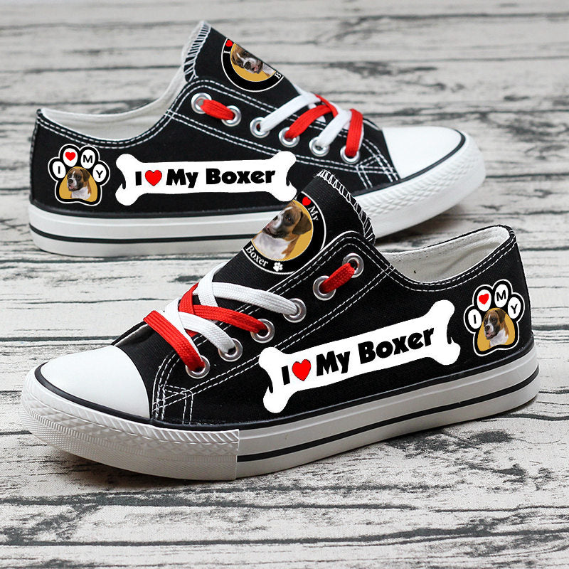 Boxer Dog Canvas Sneakers Shoes For Men Women Fans