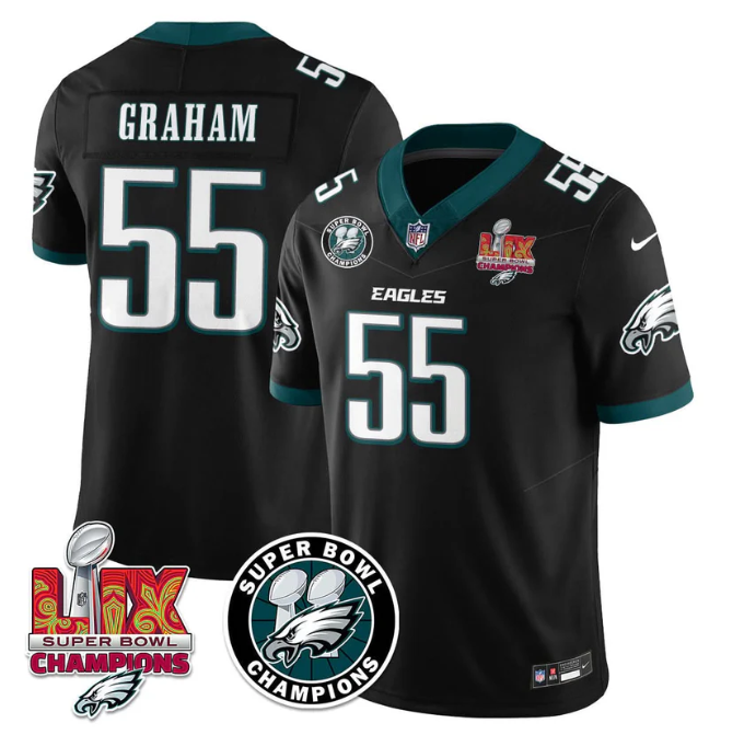 Brandon Graham Jersey #55 Super Bowl LIX Champions All Stitched Black