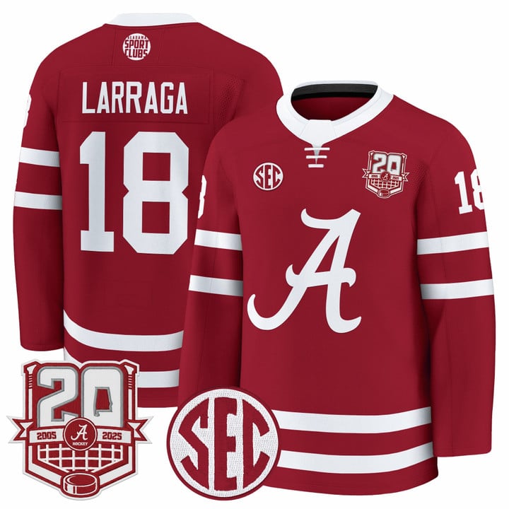 Brandon Larraga Jersey #18  Alabama Crimson Tide 2025-26 Premium 20th Anniversary Patch Stitched