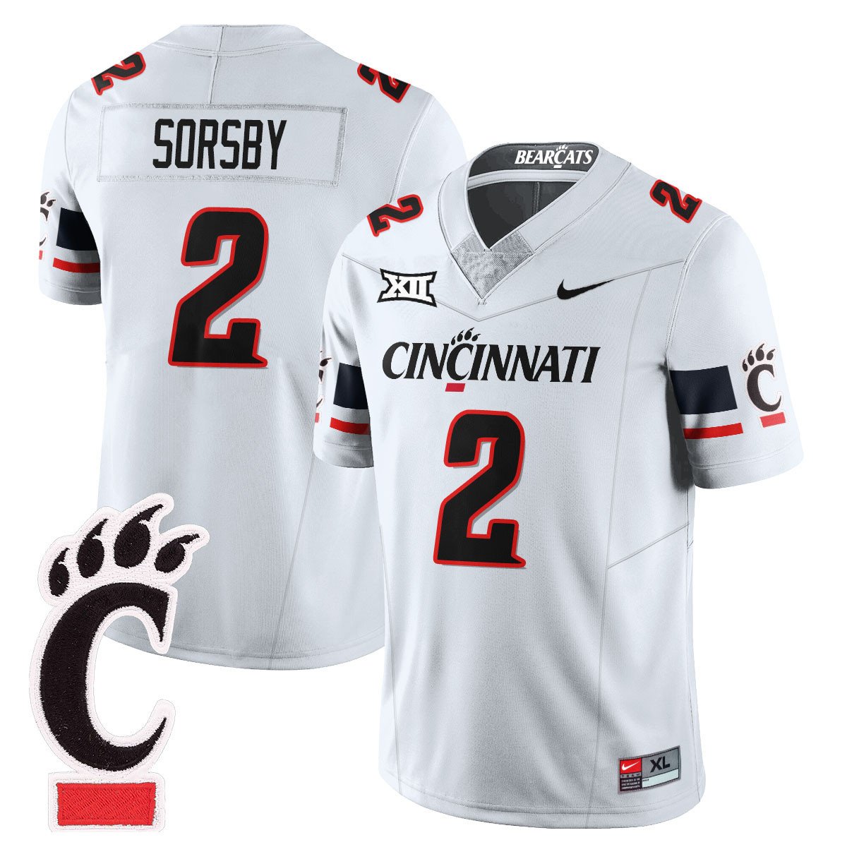 Brendan Sorsby Jersey #2 Cincinnati Bearcats Brendan Sorsby Jersey #2 Cincinnati Bearcats Football 2025 Stitched White2025 Stitched White