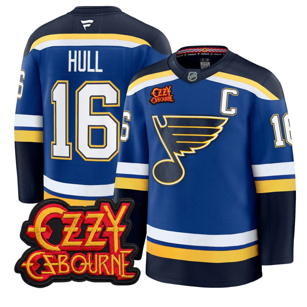 Brett Hull Jersey #16 St. Louis Blues Ozzy Osbourne Patch Stitched