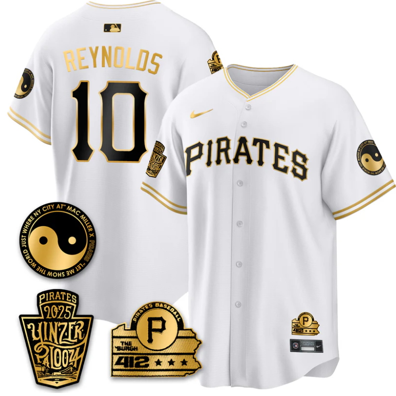 Bryan Reynolds Jersey #10 Pittsburgh Pirates Yinzerpalooza 2025 White Gold