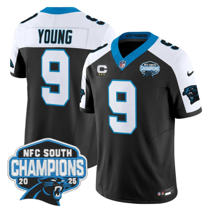Bryce Young Jersey #9 NFC South Division Champions 2025 Vapor Stitched Black Alternate
