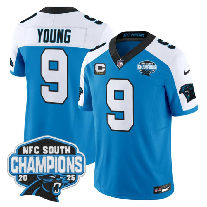 Bryce Young Jersey #9 NFC South Division Champions 2025 Vapor Stitched Blue Alternate