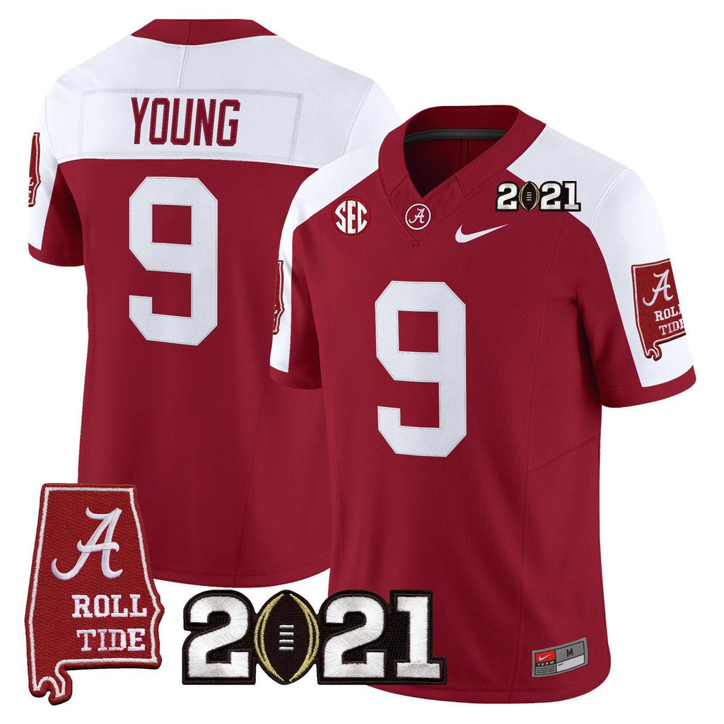 Bryce Young Jersey #9 Alabama 2021 CFP Championship Alabama Map Crimson Alter