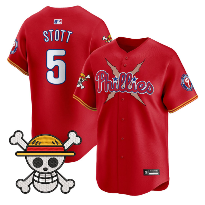 Bryson Stott Jersey #5 Philadelphia Phillies One Piece 2025 Stitched Red