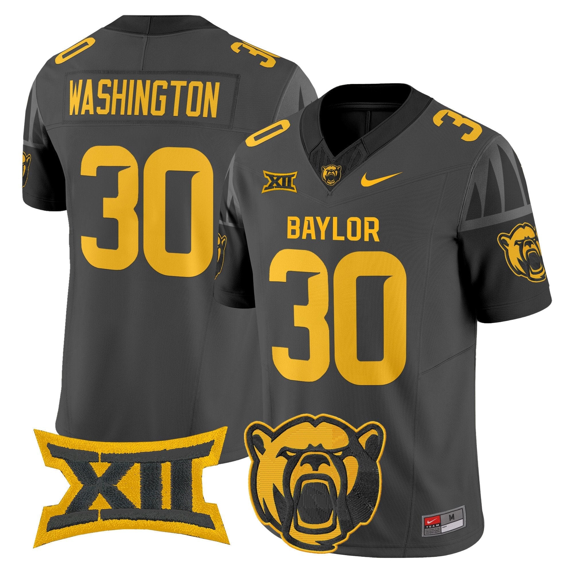 Bryson Washington Jersey #30 Baylor Bears 2025 Vapor Stitched Black