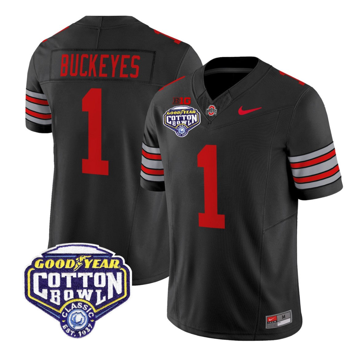 Buckeyes Jersey #1 Ohio State Heritage Stripe 2025 Cotton Bowl Stitched
