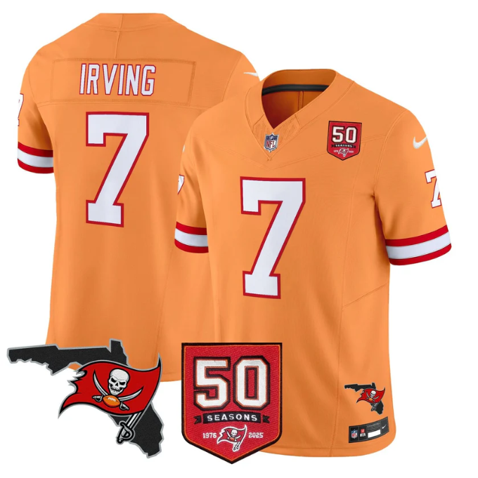 Bucky Irving Jersey #7 50 Seasons 1976-2025 Vapor Limited Stitched Creamsicle
