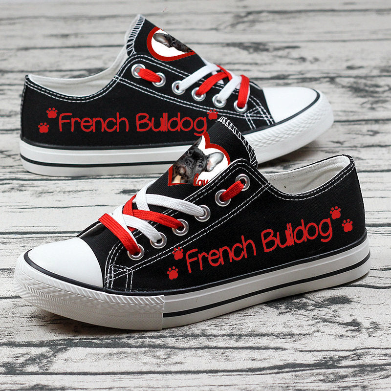 Bulldog Canvas Sneakers Shoes For Men Women Fans