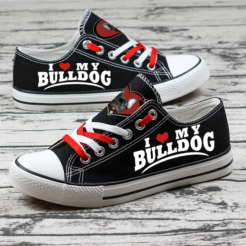 Bulldog Canvas Sneakers Shoes For Men Women Fans