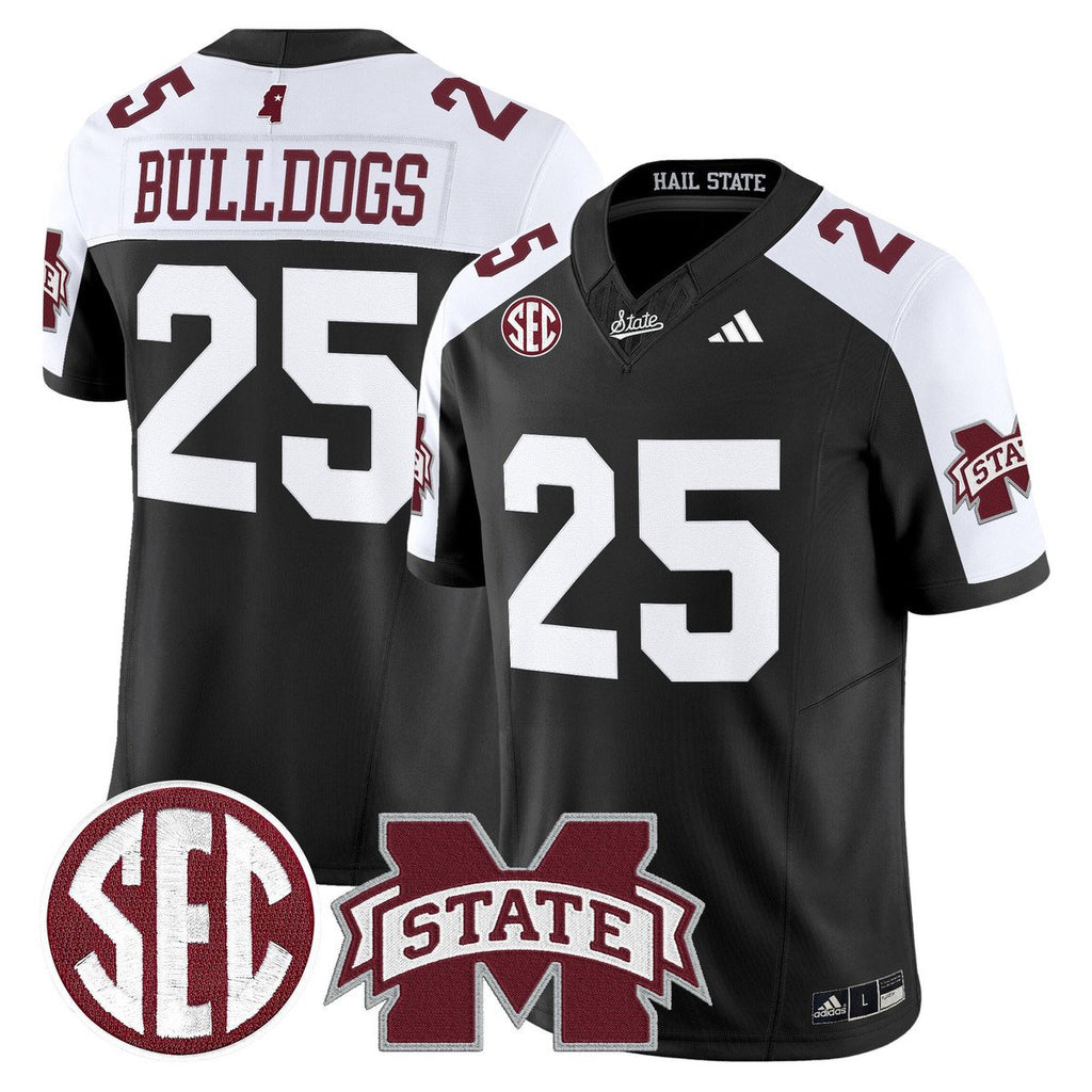 Bulldogs Jersey #25 Mississippi State Bulldogs Dark Mode Stitched Black Alter