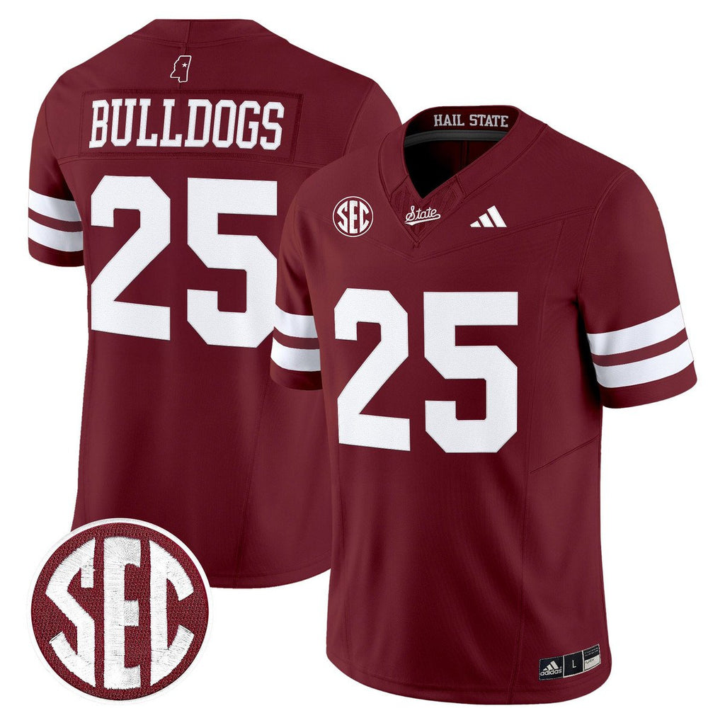 Bulldogs Jersey #25 Mississippi State Bulldogs Dark Mode Stitched Maroon