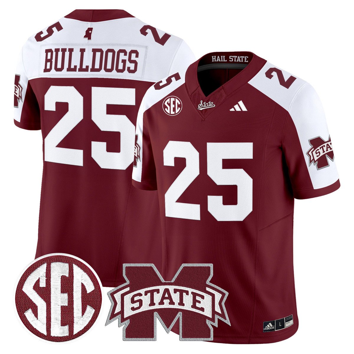 Bulldogs Jersey #25 Mississippi State Bulldogs Dark Mode Stitched Maroon Alter