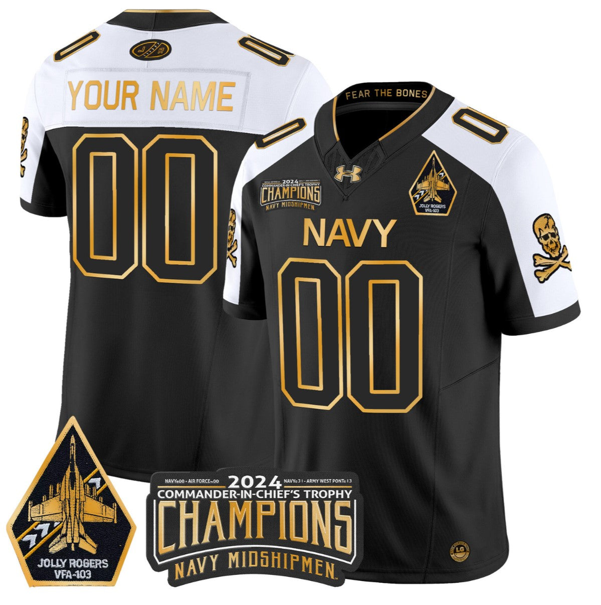 Custom Navy Midshipmen Jersey Commander-in-chief's Trophy Champions Alternate