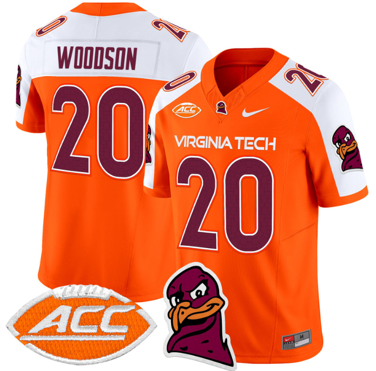 Caleb Woodson Jersey #20 Virginia Tech Hokies Vapor Limited College Football Orange Alternate