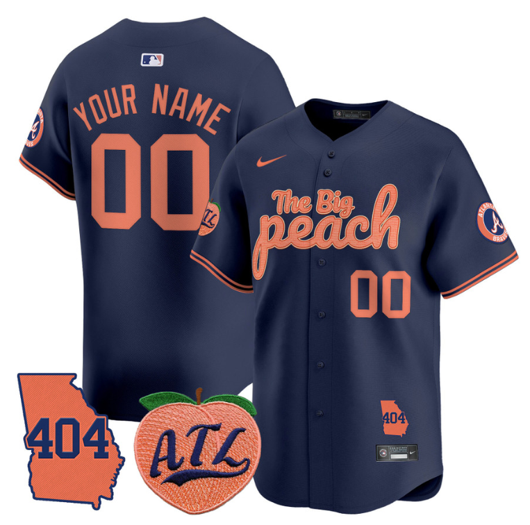 Custom Atlanta Braves Jersey 404 & The Big Peach Vapor Premier Limited Stitched Navy