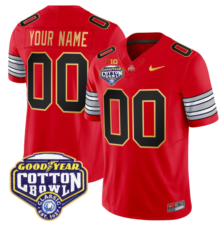 Custom Ohio State Jersey 'Heritage Stripe' Cotton Bowl Patch Red