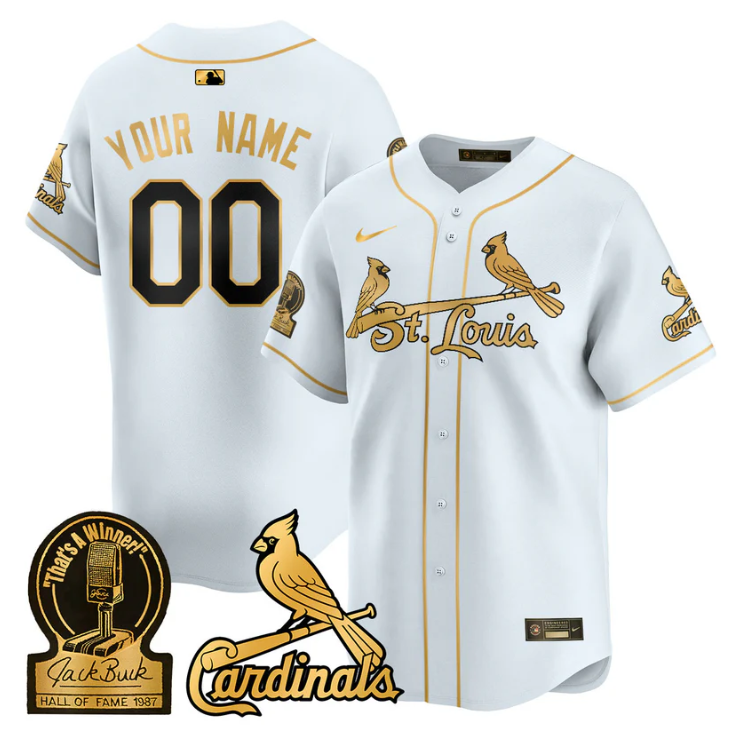 Custom St. Louis Cardinals Jersey Name, Number Jack Buck Limited Stitched White