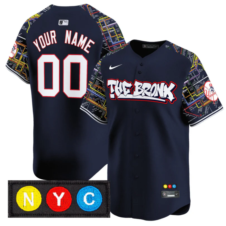 CustomNew York Yankees Jersey The Bronx Subway Style Vapor Premier Limited Stitched Navy