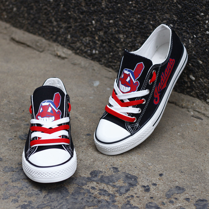 Cleveland Indians Limited Print MLB Baseball Fans Low Top Canvas Shoes Sport Sneakers T-DJ140H