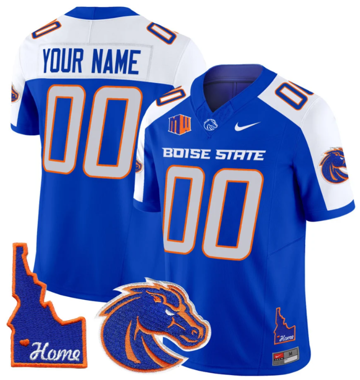 Custom Boise State Broncos Jersey Name, Number Home Patch Vapor Football Royal Alternate