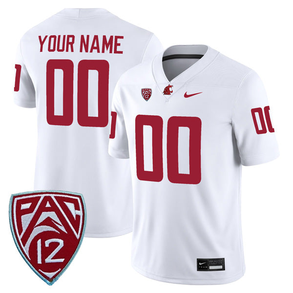 Custom Washington State Cougars Jersey Name and Number College Football White Away Game – All Stitched