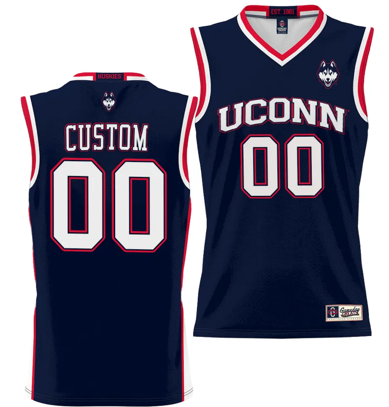Custom UConn Huskies Jersey Name and Number NIL College Basketball Lightweight White