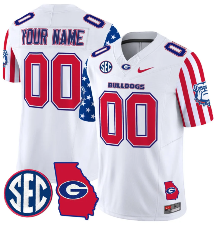 Custom Georgia Bulldogs Jersey Name and Number American Style Vapor Limited Football Stitched White (Copy)