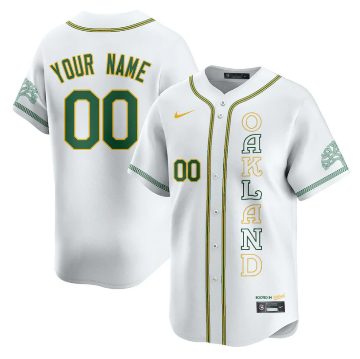 Custom Oakland Athletics Jersey Name, Number City Connect Concept Stitched White
