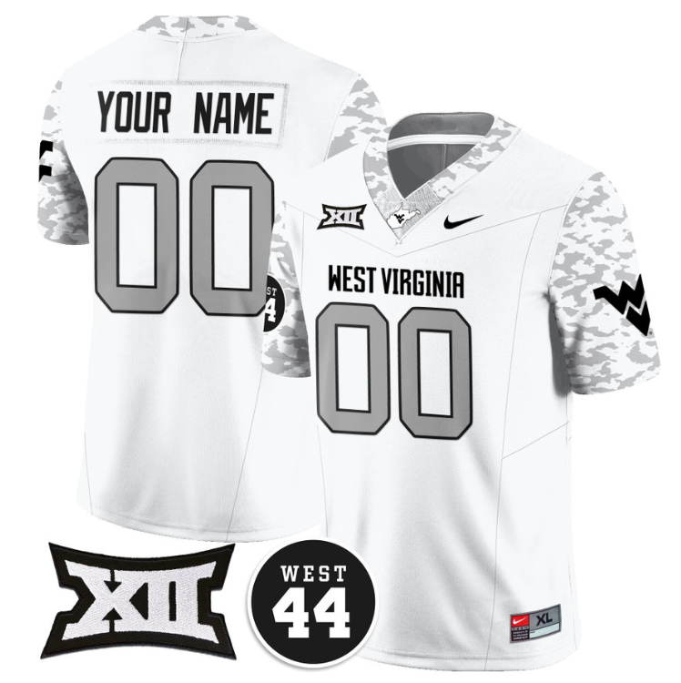 Custom West Virginia Mountaineers Jersey Name and Number 2024 Vapor Limited Football Honor Jerry West Stitched White