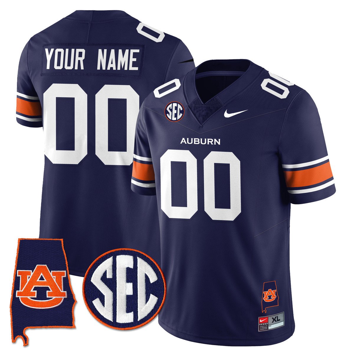 Custom Auburn Tigers Jersey Name, Number Alabama Patch Vapor Stitched Navy