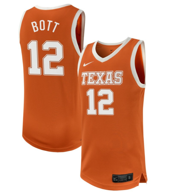 Cole Bott Jersey #12 Texas Longhorns NIL Basketball Texas Orange