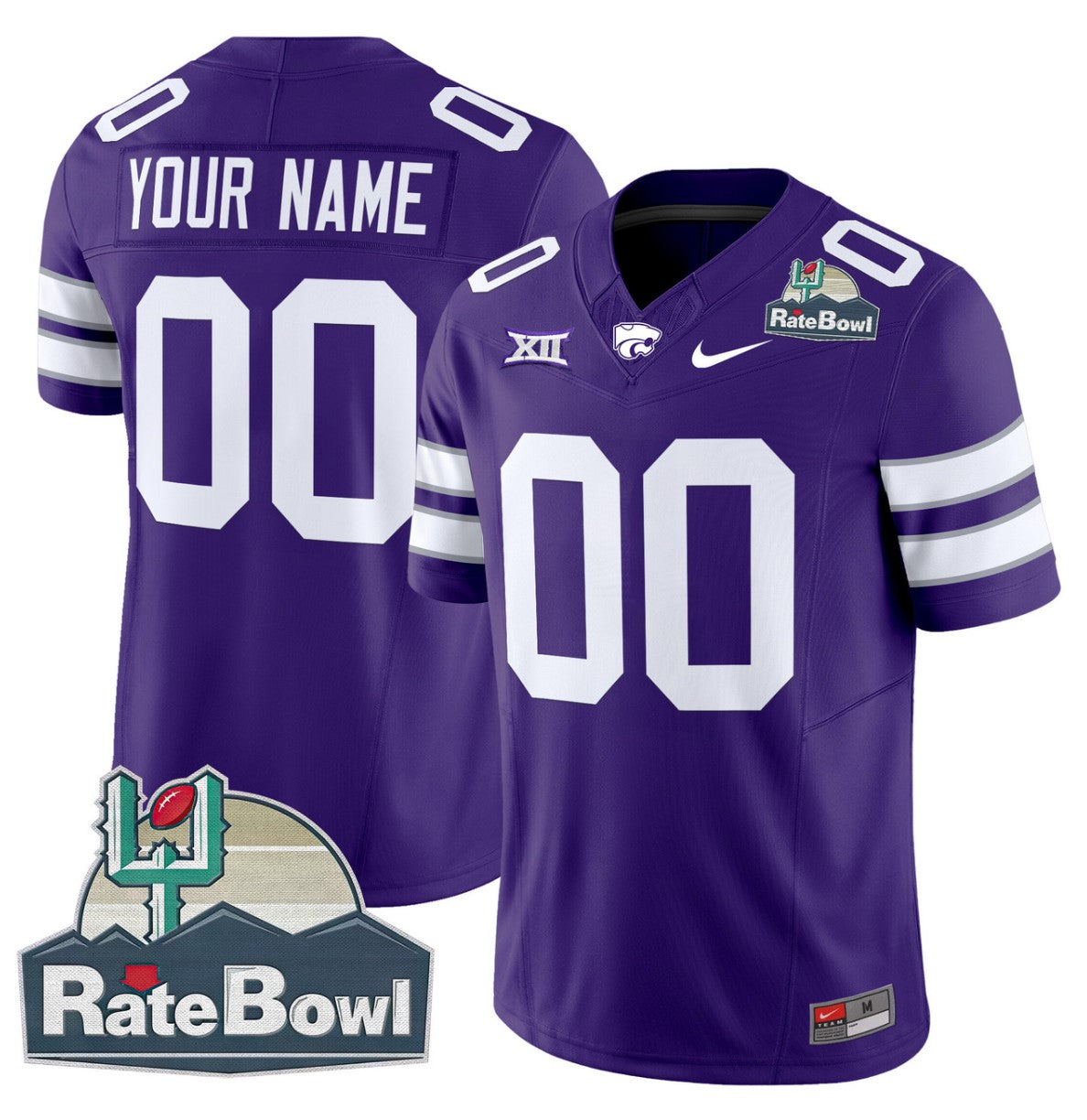 Custom Kansas State Wildcats Jersey 2025 Rate Bowl Patch Football Purple