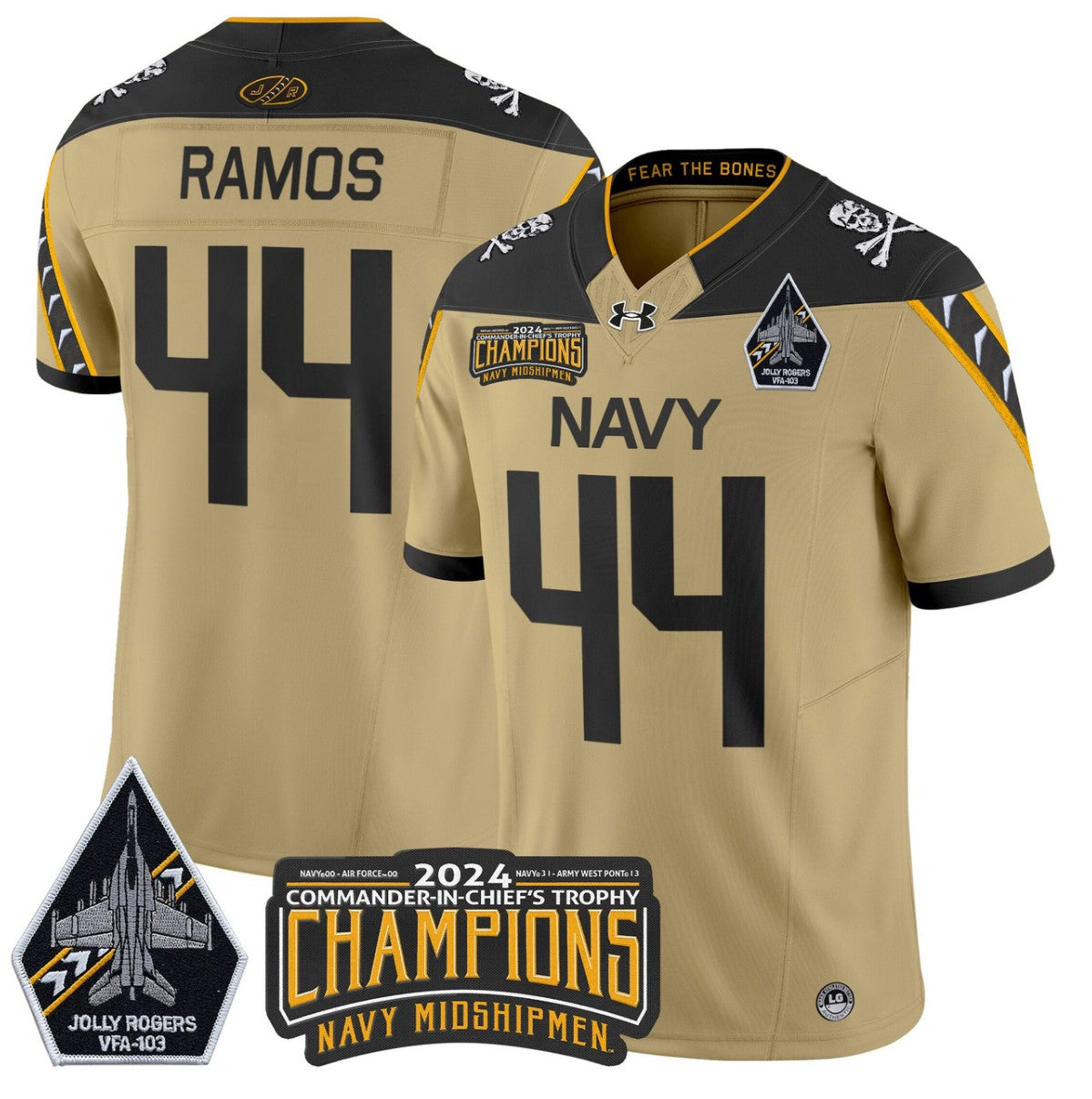 Colin Ramos Jersey #44 Navy Midshipmen Commander-in-chief's Trophy Gold