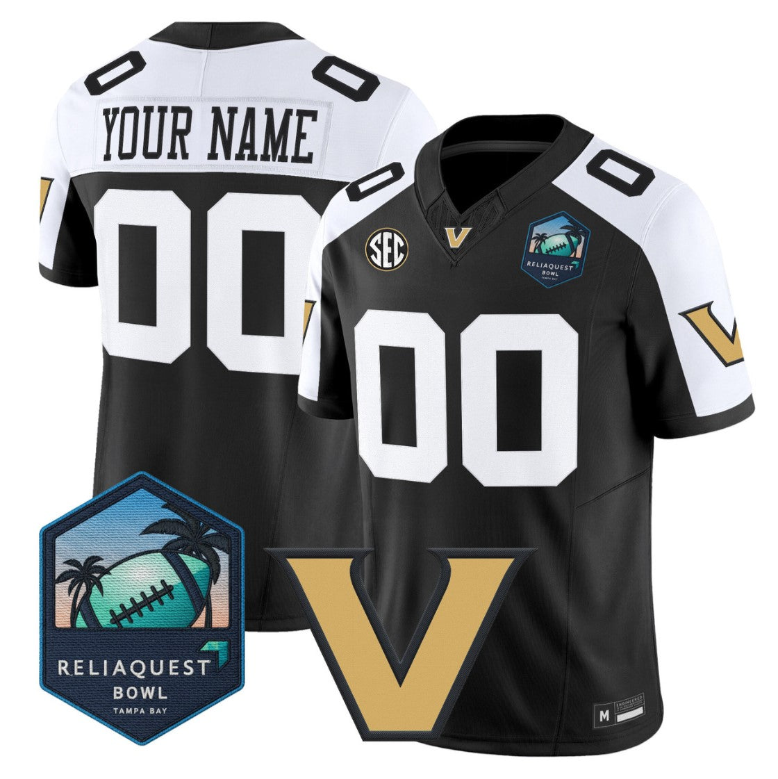 Custom Vanderbilt Commodores Jersey 2025 ReliaQuest Bowl Vapor Stitched