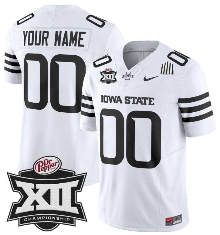 Custom Iowa State Jersey Name and Number 2024 Championship Patch White Limited